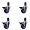 Service Caster 3.5'' Blue Poly Swivel 1-5/8'' Expanding Stem Caster Set with Brake, 4PK SCC-EX20S3514-PPUB-BLUE-PLB-158-4 - alternate 1